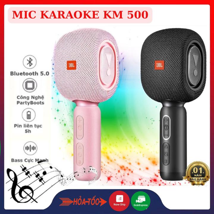 Mic hát karaoke bluetooth jbl kmc 500 micro cao cấp - loa micro karaoke không dây - mic hát cầm tay kèm loa hát cực hay công nghệ lọc loại bỏ tạp âm karaoke cực đã khả năng bắt và hút âm tốt chống hú , tiện lợi.thiết kế sang trọng.