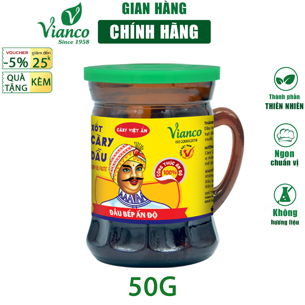 Sốt nấu Cà Ri Vianco hủ 50g hiệu Ông Già Ấn Độ gia vị nêm sẵn chuẩn vị không cần nêm nếm - Gia vị  Việt Ấn