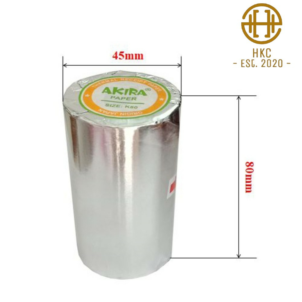 Giấy in nhiệt k80 k58 giấy in bill k80 - giấy in hóa đơn, giấy in bill akira - cuộn lẻ đường kính 45mm