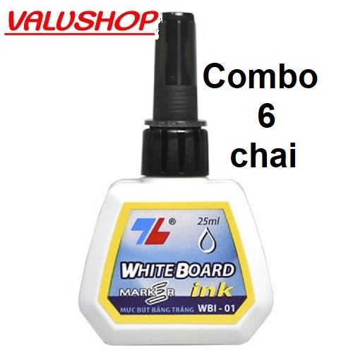 LỐC 6  Chai Mực bút lông bảng Thiên Long  WBI-01 - 25ml + 1 ngòi