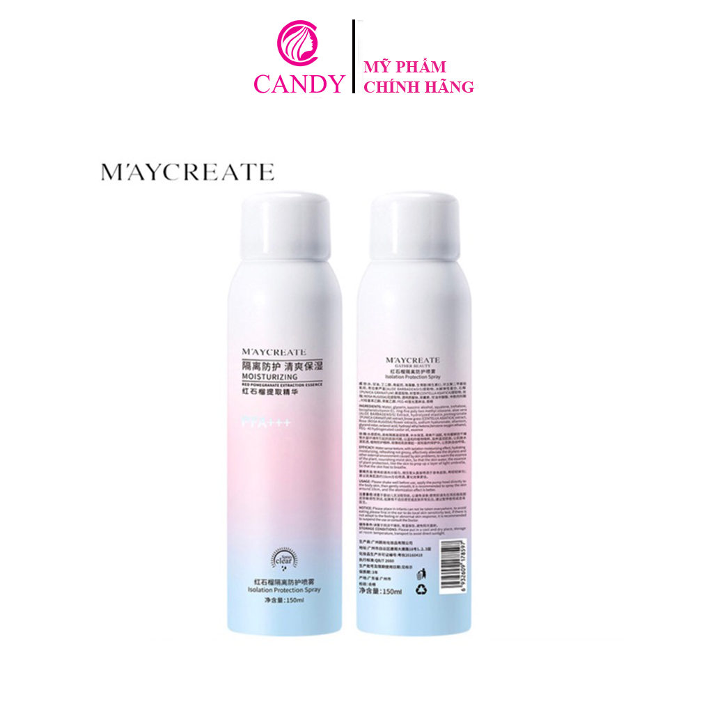 Xịt chống nắng trắng da Maycreate 150ml