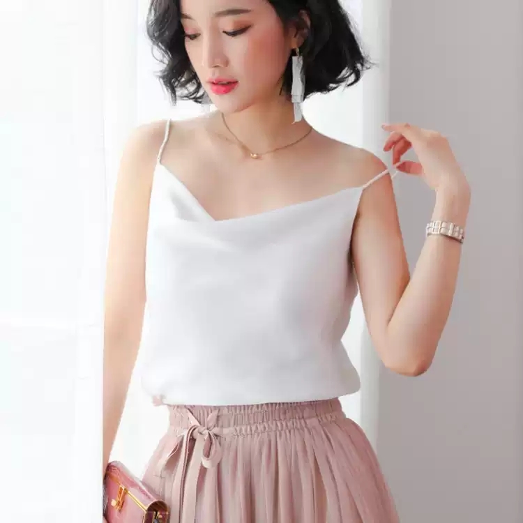 ÁO LỤA 2 DÂY CỔ ĐỔ CHẤT LỤA ĐẸP MẶC KẾT HỢP BÊN TRONG ÁO VEST BLAZER, CÓ SIZE