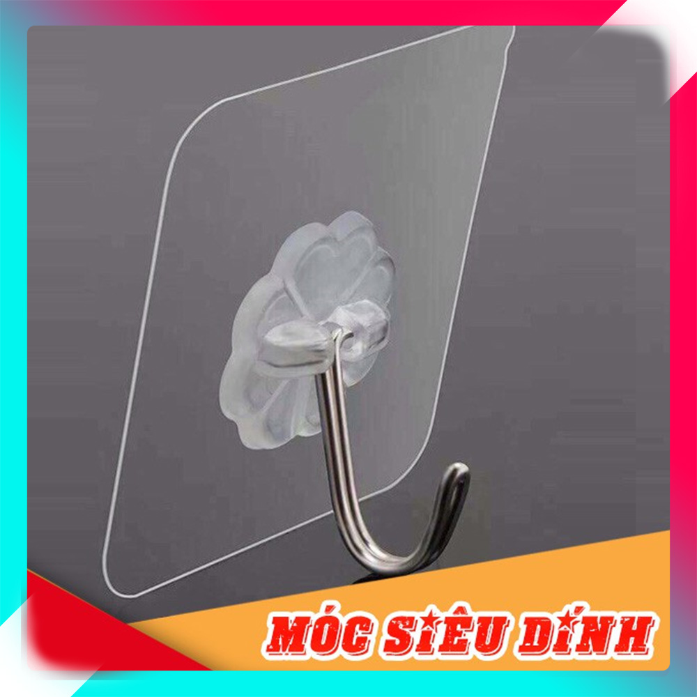 Móc dán tường chịu lực ⚡COMBO 20⚡ Móc dán tường trong suốt siêu dính 6x6 cm