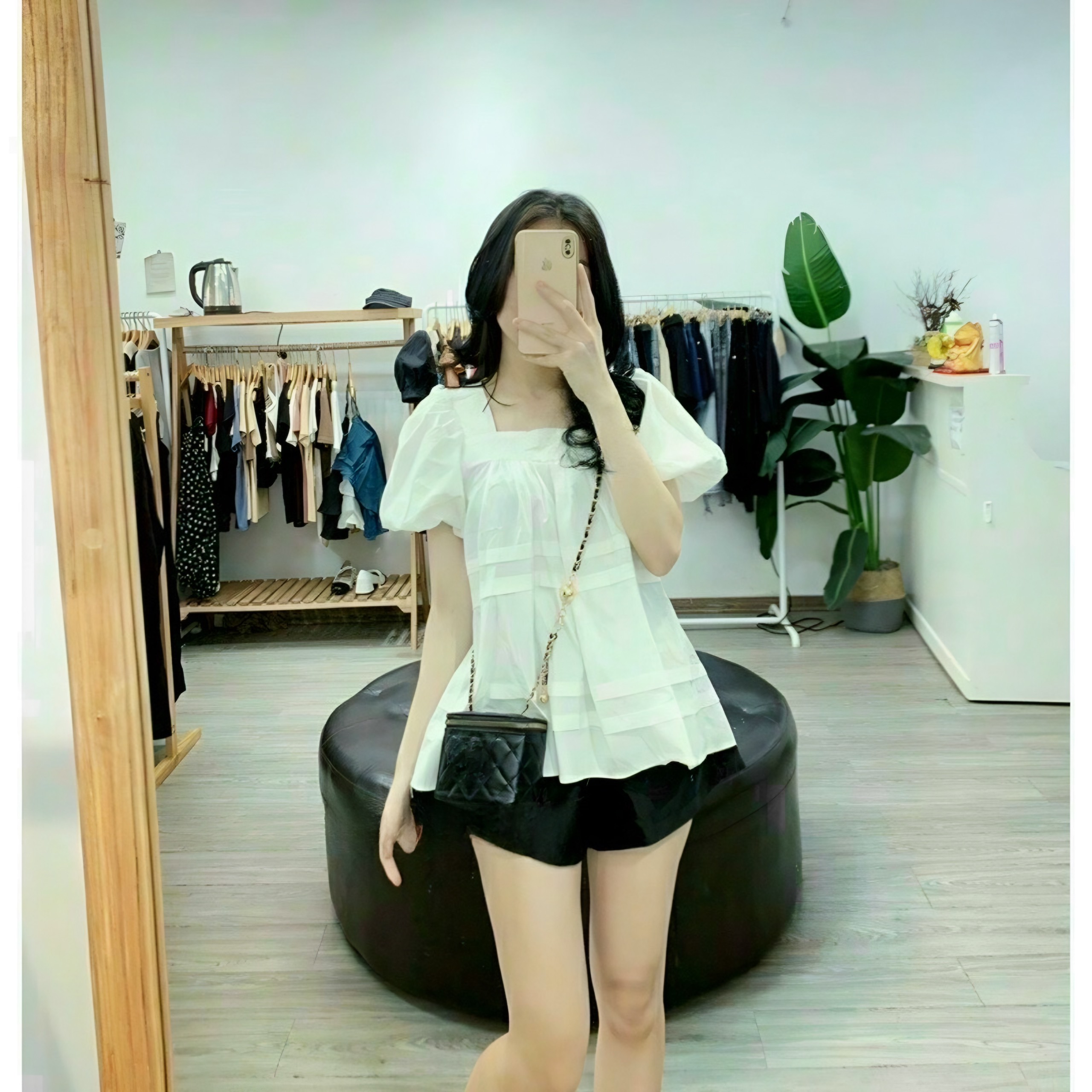 Áo bầu thô cổ vuông tay bồng nhiều tầng a115 - mi phương shop bầu