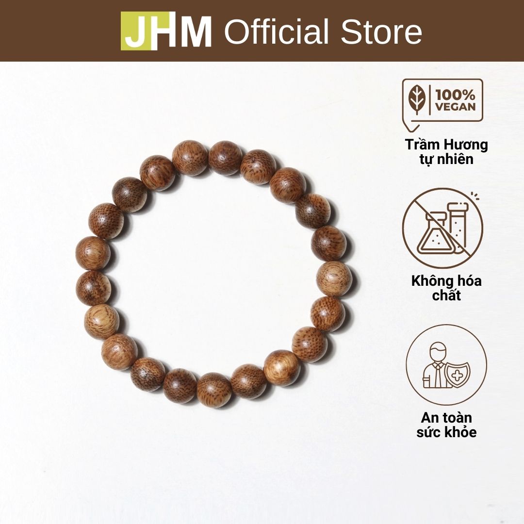 Vòng tay trầm hương dành cho nữ 8ly 21 hạt vòng tay trầm hương phong thủy trầm tóc tự nhiên JHM mang lại may mắn sức khỏe