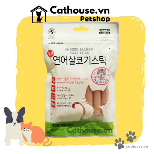Xúc xích thịt cá hồi hun khói cho mèo meowow 70g