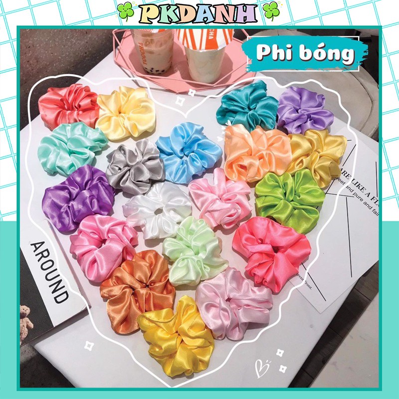Dây cột tóc vải scrunchies phi bóng, đồ buộc tóc crunchies phụ kiện tóc