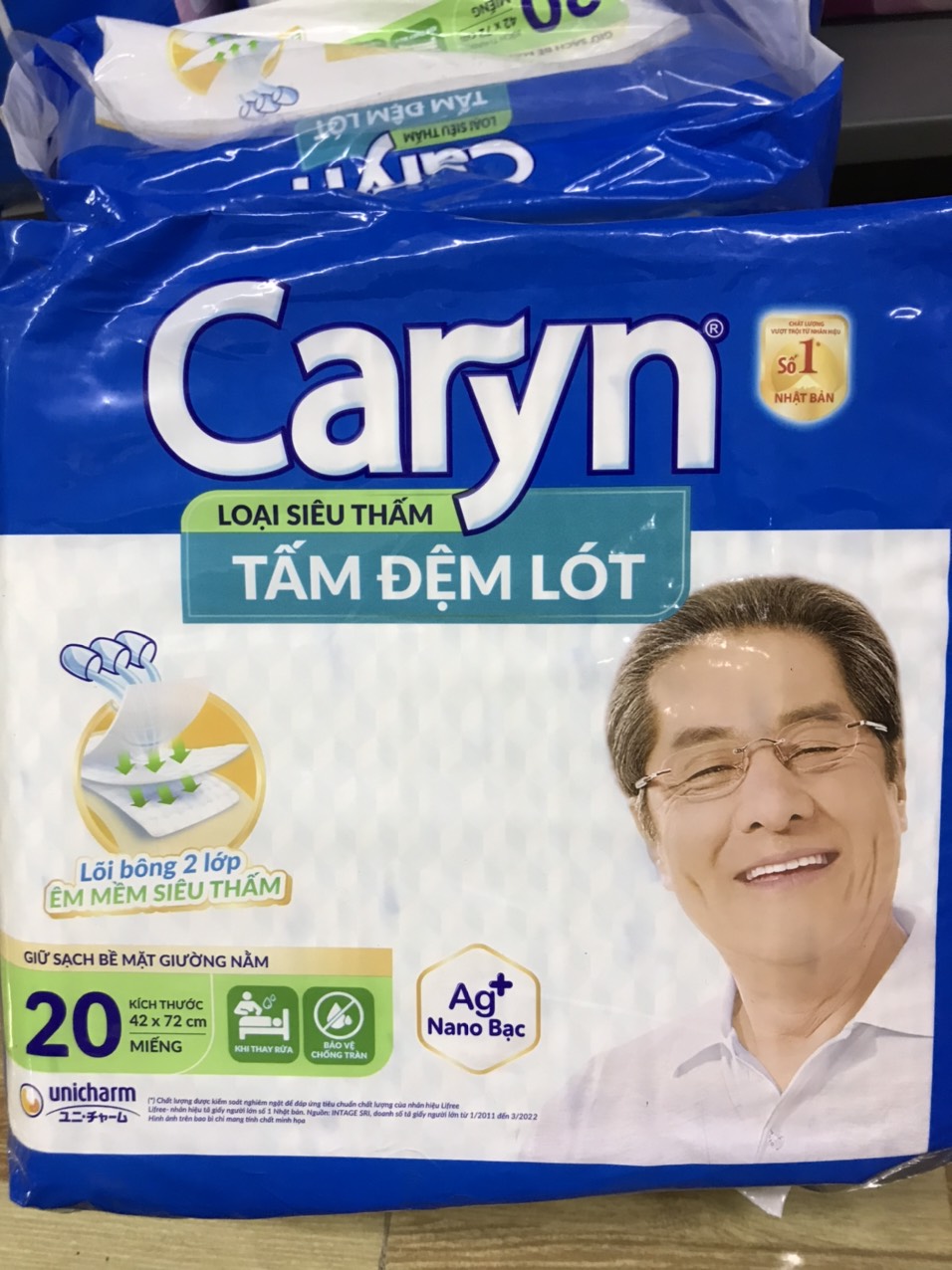 Tấm đệm lót caryn siêu thấm – kích thước 42 x 72 cm – 20 miếng