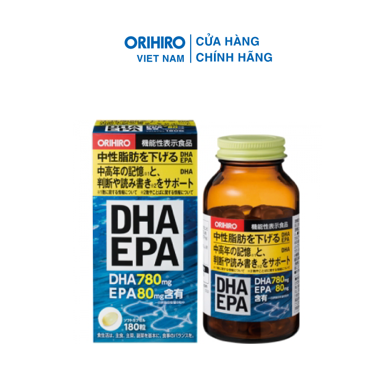 Viên Uống DHA EPA Orihiro 180 Viên Giúp Cải Thiện Hiệu Quả Thị Lực, Tăng Cường Trí Nhớ, Phát Triển Não Bộ