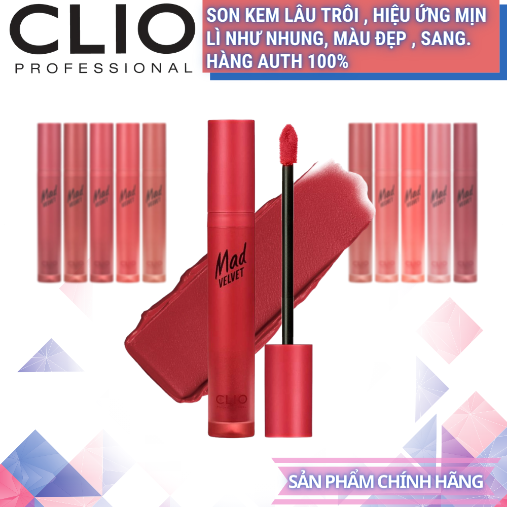 Son kem Clio - Mad Velvet Tint . Hiệu ứng mịn lì như nhung- Hàng xách tay