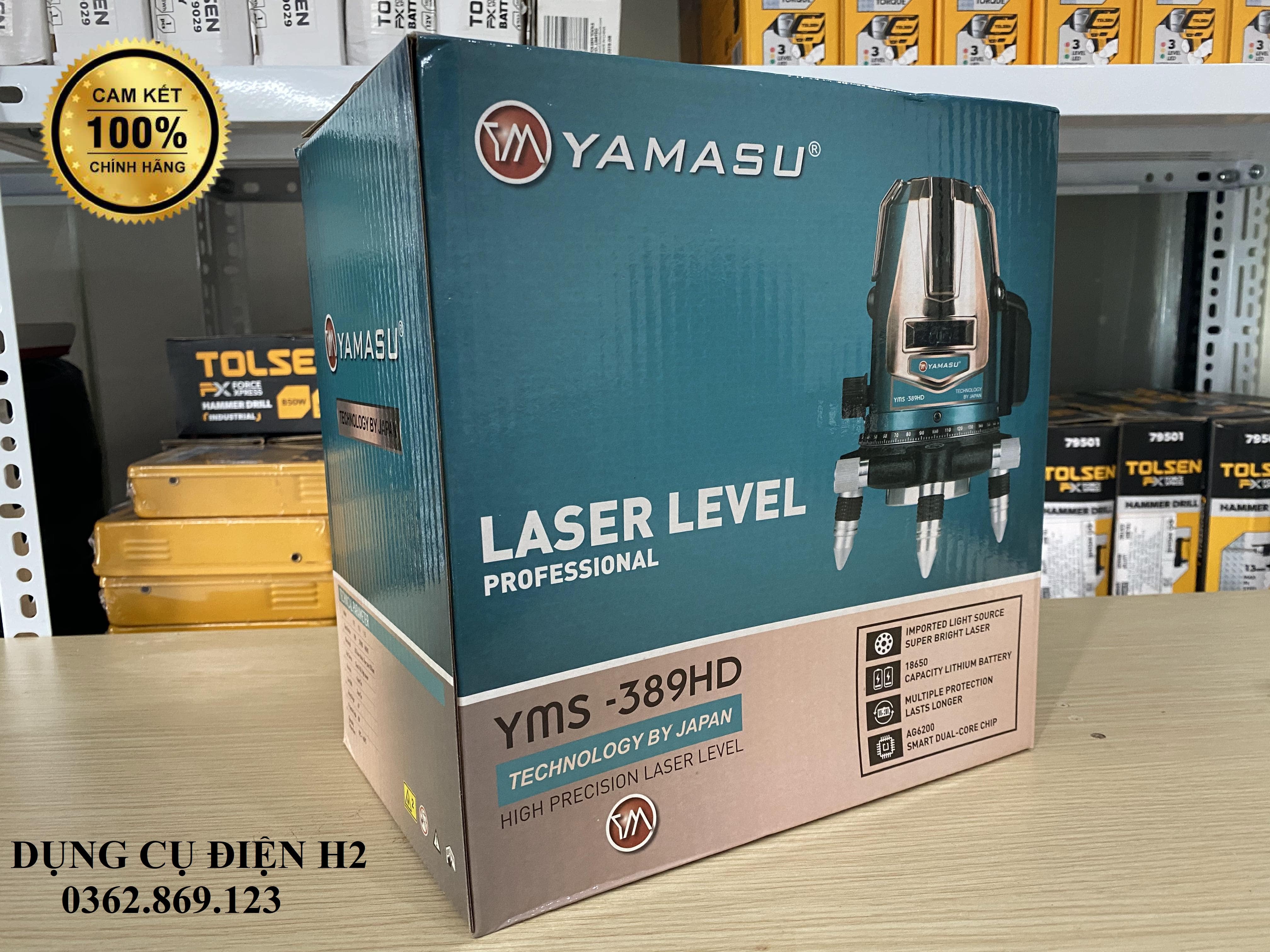 Máy cân bằng laser YAMASU 389HD, có remote điều khiển từ xa