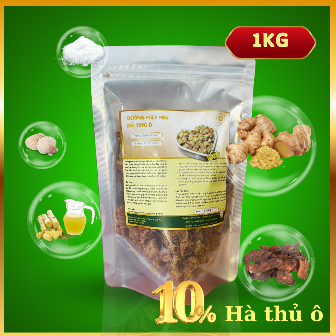 Đường mật mía hà thủ ô 1kg loại 10% Hà Thủ Ô Đỏ Chay Plus+ Từ nhà sản xuất