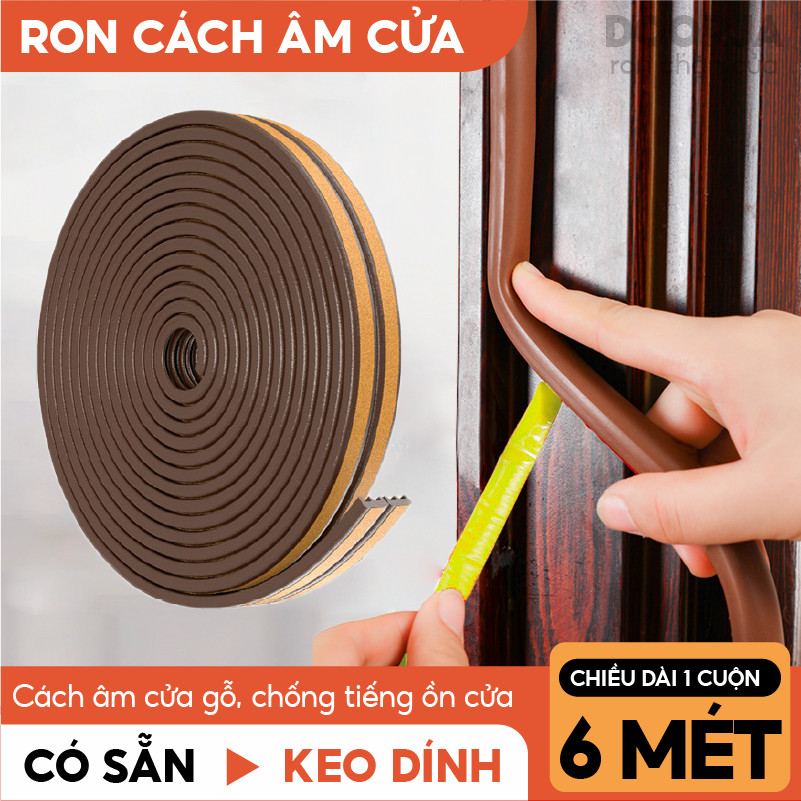 6m Ron Khung Cửa Gioăng Chữ D Cách Âm Chống Côn Trùng Chống Va Đập Chặn Khe Hở DOORJA