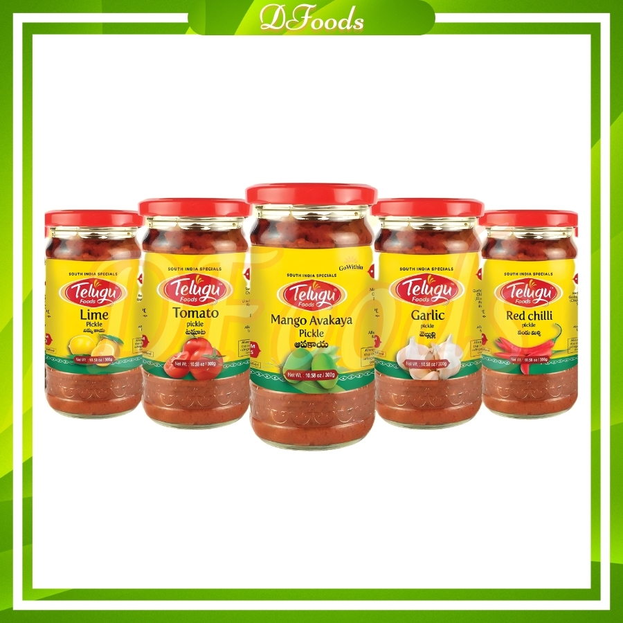 [HCM]Telugu Pickle( mango/Lime/red chilli/mixed vegetable, Tomato, Green Chilli) - Sốt Ấn Độ các vị 300g