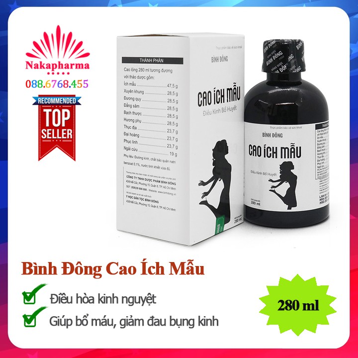 Bình Đông Cao Ích Mẫu - Hỗ trợ giảm triệu chứng khó chịu thời kỳ t.iền mãn kinh, điều hòa kinh nguyệt, bổ huyết điều kinh