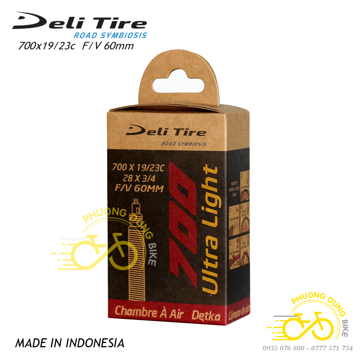 Ruột xe đạp deli tire ultra light 700x19-23c 60mm - van xe đạp