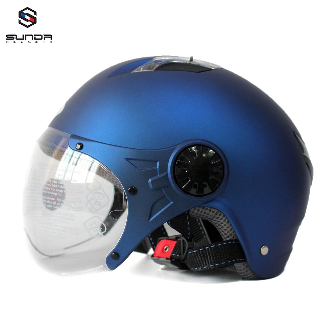 Mũ bảo hiểm nửa đầu Sunda 133 size lớn dành cho người có vòng đầu to ngoại cỡ - có kính chắn gió, bụi, chống nắng và tia uv