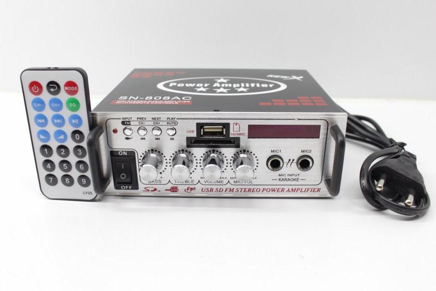 Amply BLUTOOTH WXF AK-808 12V/220V KARAOKE 300W x 300W