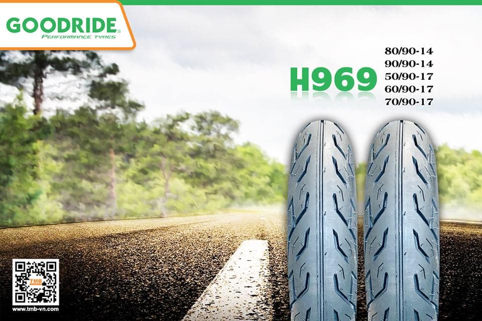 Vỏ có ruột size 70/90-17 hiệu Goodride, vỏ Goodride sài ruột size 70/90-17 Thailan, vỏ 70/90-17 goodride có ruột