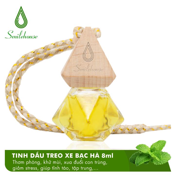 Tinh dầu treo xe Bạc Hà Smilehouse 8ml, khử mùi ẩm mốc, giảm stress, cam kết an toàn, nguyên chất, chống say xe