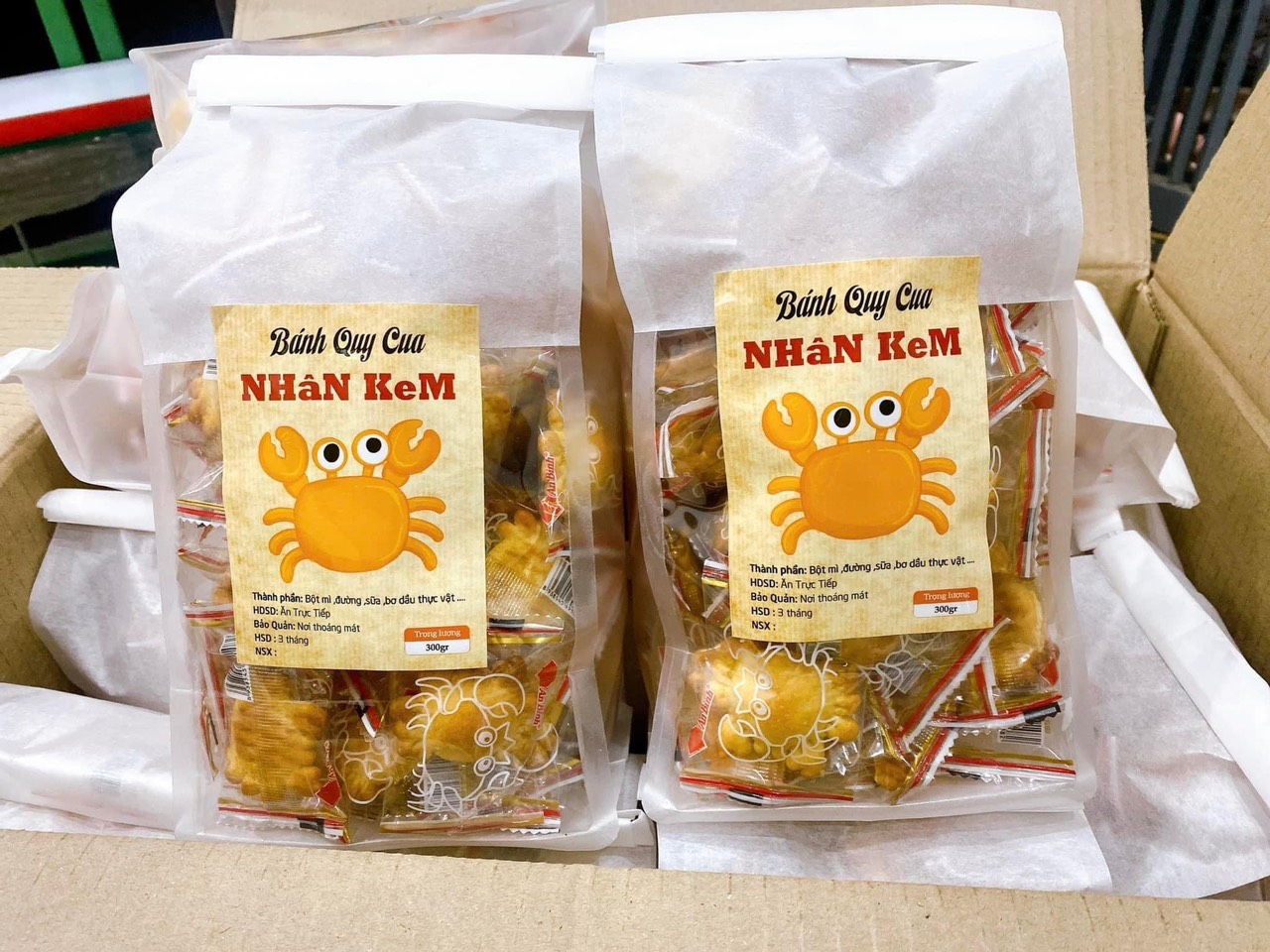 Bánh cua nhân kem bơ sữa , bánh cua kem bơ sữa 300g