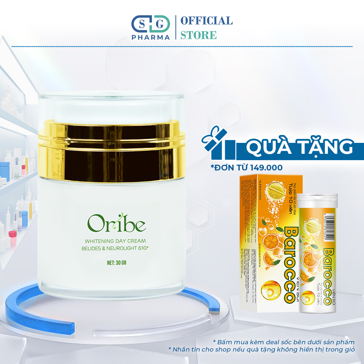 Kem dưỡng trắng da, mờ nám, chống lão hóa ban ngày oribe 30g