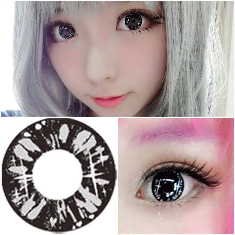 lens - kính áp tròng đen giãn to sử dụng 1 năm