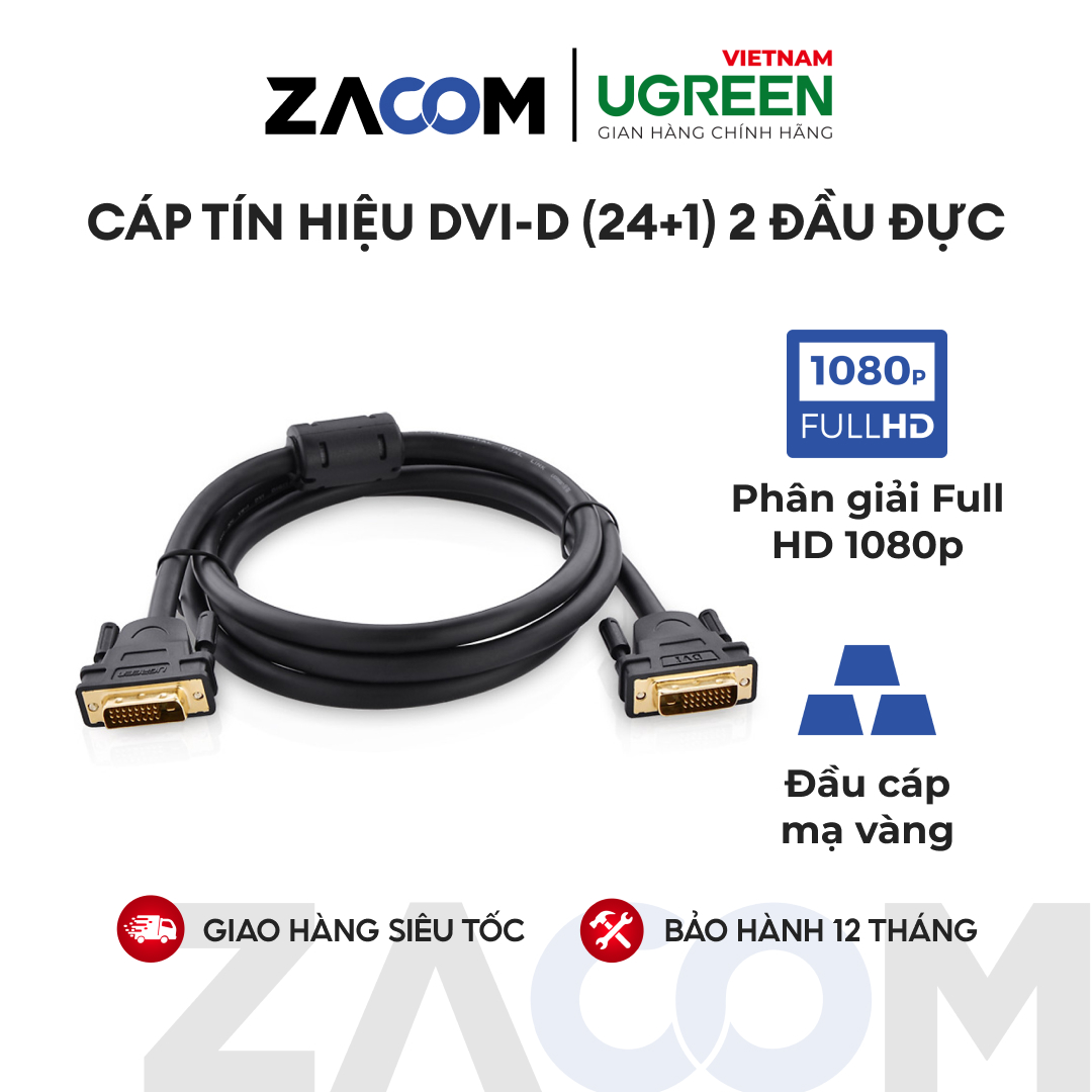 Cáp tín hiệu dvi-d 2 đầu đực dài 2m ugreen dv101 11604