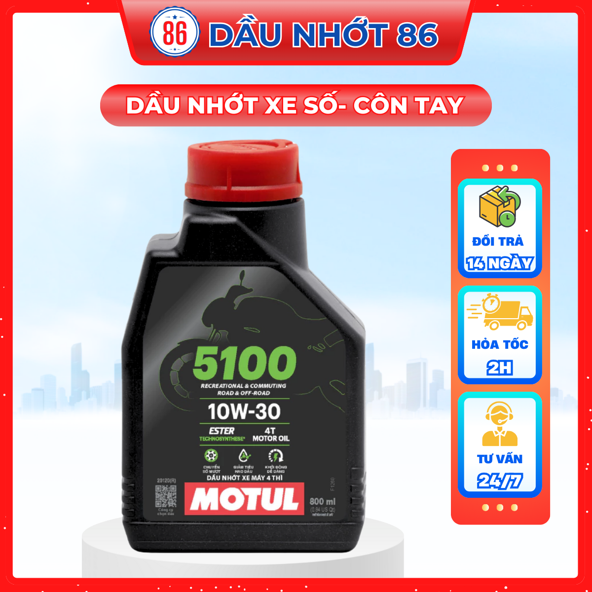Dầu nhớt xe số cao cấp Motul 5100 10W30,dầu nhớt chính hãng