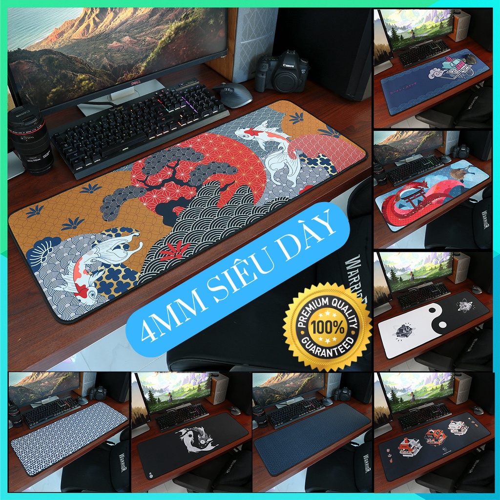 Mouse pad, miếng lót chuột cỡ lớn, bàn di chuột minimalism desk mat phong cách nhật bản 900x400 800x300 độ dày 4 mm