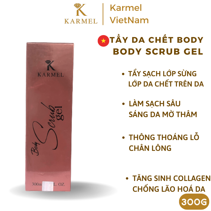 Tẩy da chết Body giúp Tẩy sạch tế báo chết, tẩy da chết, Dưỡng Da Trắng Sáng đều mầu Karmel 300g