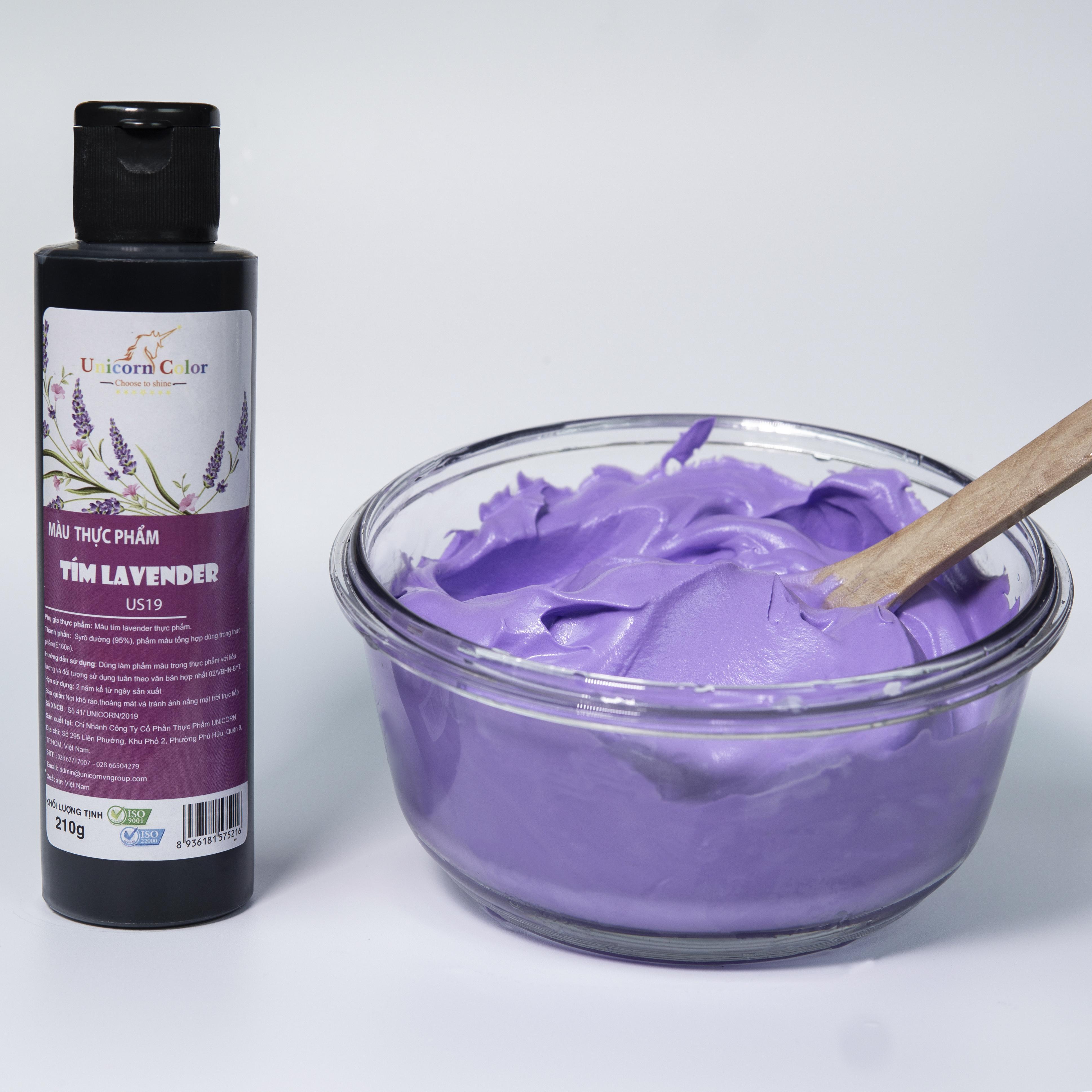 Màu thực phẩm Siro UNICORN  Không đắng - Màu tím LAVENDER A21 lọ 210gr - Chuyên dụng trong bánh kem, bánh kẹo, món ăn, đồ uống... đạt đạt tiêu chuẩn ISO22000:2018