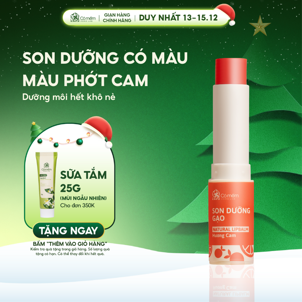  Son Dưỡng Môi Có Màu Gạo Hương Cam Dưỡng Môi Mềm Mại Giảm Thâm Môi Cỏ Mềm 3,6g 