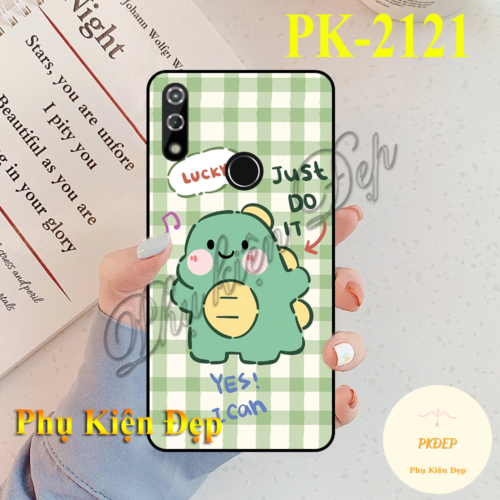 Ốp lưng Vsmart Star 3 - Ốp dẻo đen in hình Khủng long xanh cute
