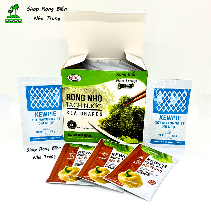 Rong nho tách nước Sea Việt hộp 220g 11 gói - Tặng 5 gói nước sốt Kewpie như hình