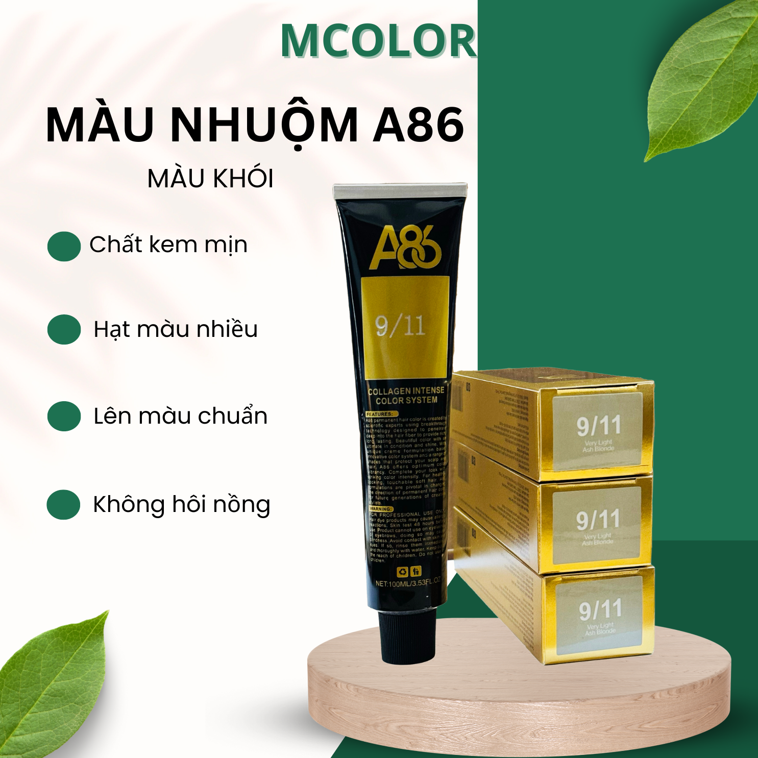 Thuốc nhuộm tóc A86 màu xám khói dạng kem cho salon típ 100ml