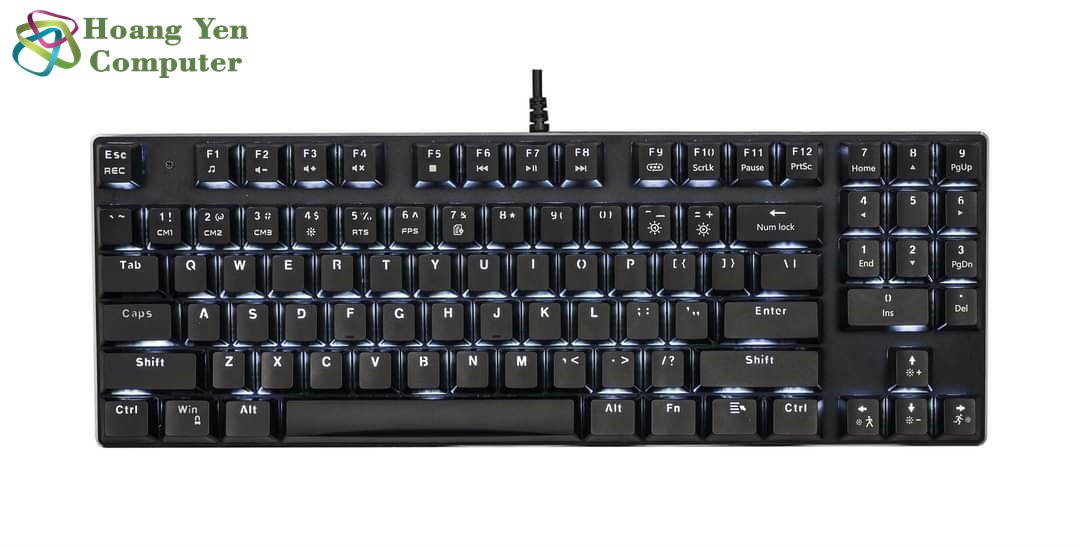 Bàn phím cơ e-dra ek389 đèn led trắng - bh 2 năm chính hãng - hoàng yến computer