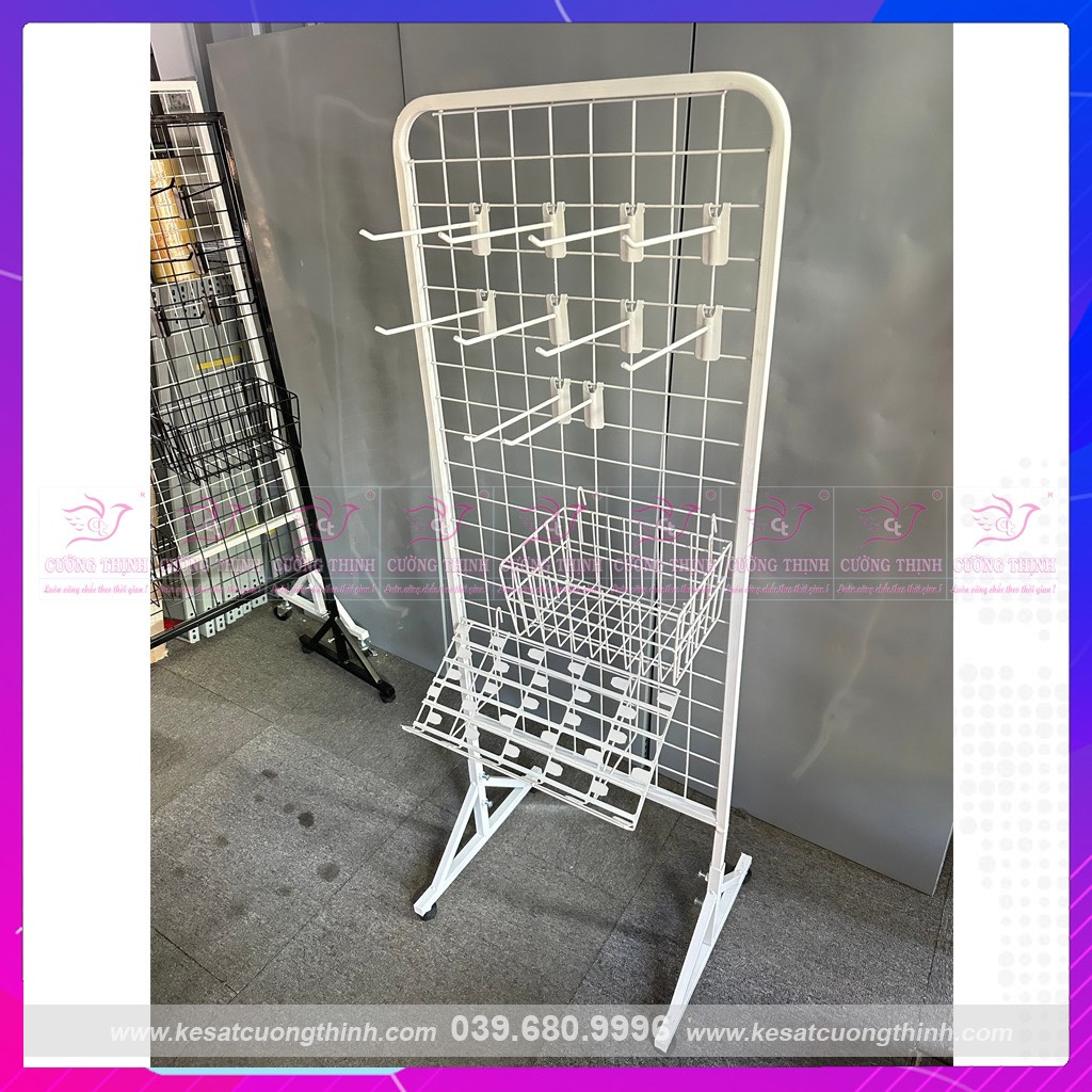 Khung treo phụ kiện, có chân 50x130cm,, dùng cho móc treo hàng