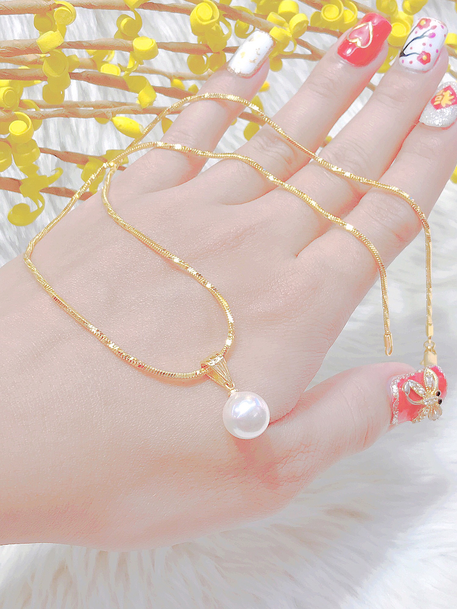 Dây chuyền nữ mạ vàng 18K JK Silver gồm cả mặt và dây cho độ sáng lấp lánh cao cam kết không đen  không bay màu không gây dị ứng thích hợp đi tiệc cực sang chảnh