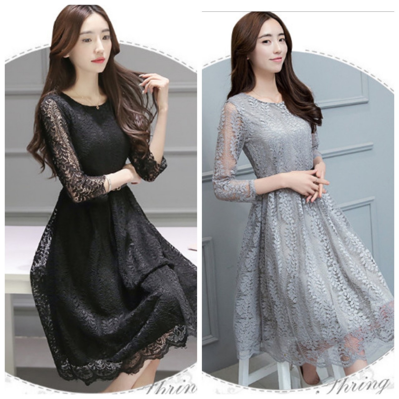 Đầm xòe phối ren kèm thắt lưng ngoctranshop - nt8074