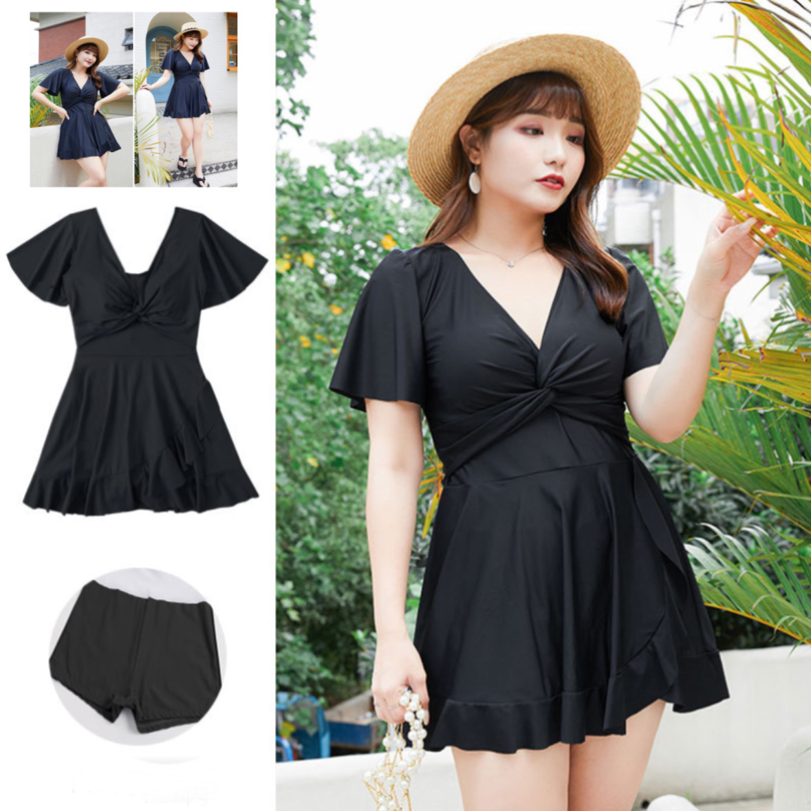 Bộ đồ đi bơi váy tắm biển big size liền thân che bụng kín đáo BS2