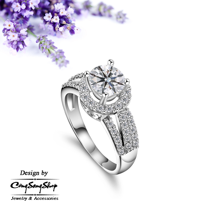 NHẪN INOX NỮ ĐÍNH XOÀN CAO CẤP KIỂU XOAY TRÒN SIÊU ĐẸP, CỰC SANG N177 - Tặng Hộp đựng Nhẫn Cực Xinh