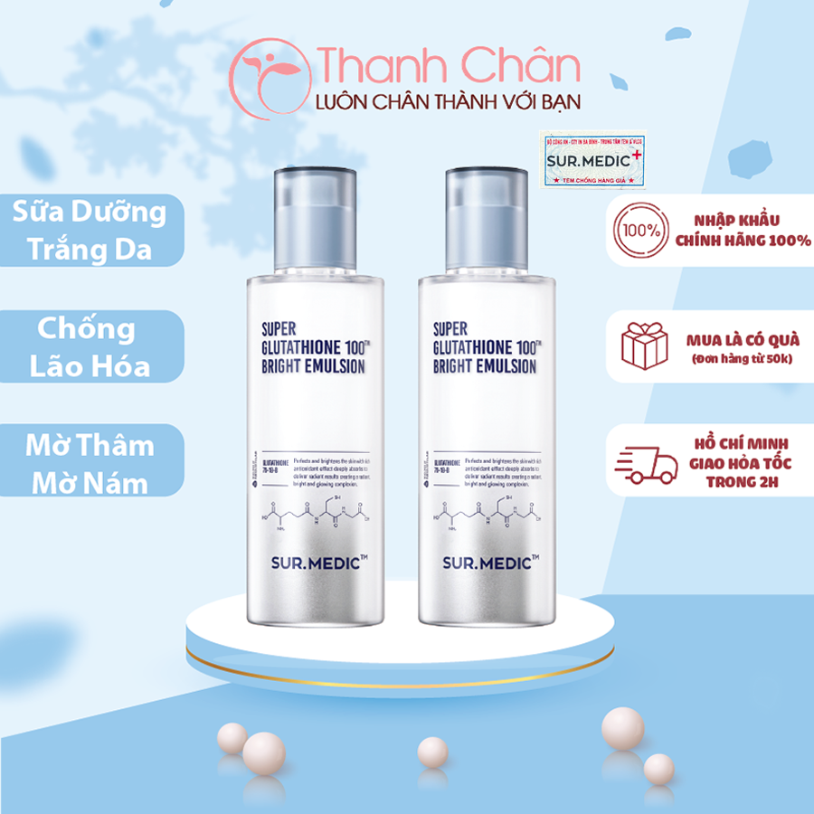 Sữa dưỡng trắng surmedic super glutathione 100 bright emulsion 120ml