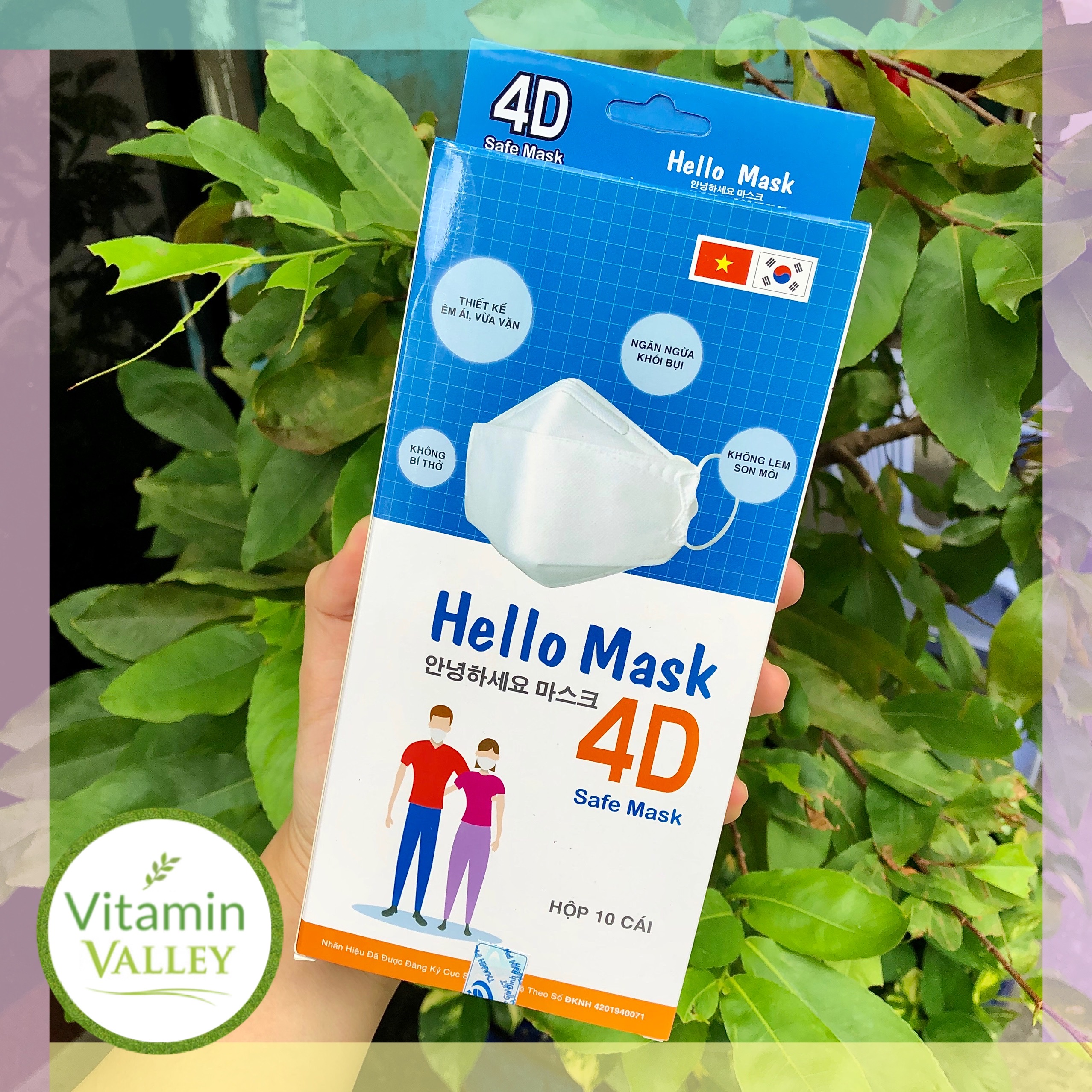 (HỘP 10 CÁI) Khẩu Trang Hello Mask 4D Kiểu Dáng Hàn Quốc