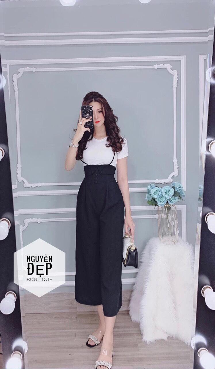 Sét yếm nữ quần dài ống rộng +áo thun