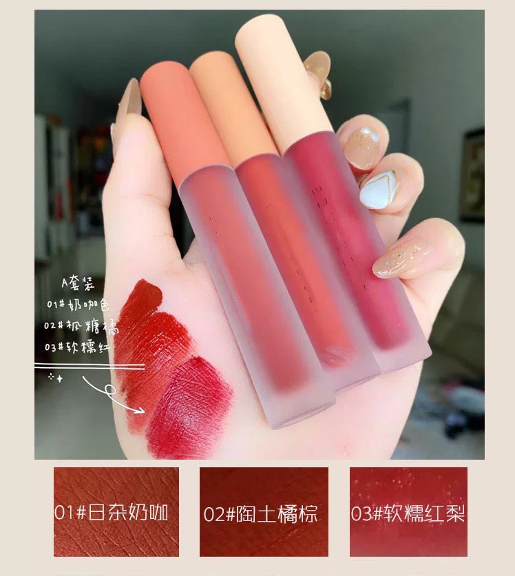 Set son kem lì 3 thỏi HUDAPRO mềm mịn lâu trôi nội địa sỉ rẻ MATTE LIPSTICK WE Store