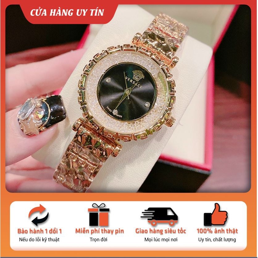 Đồng hồ đeo tay thời trang✴♣ Đồng hồ nữ đẹp versace dây thép không gỉ thẻ bảo hành 12 tháng - Dongho.versace