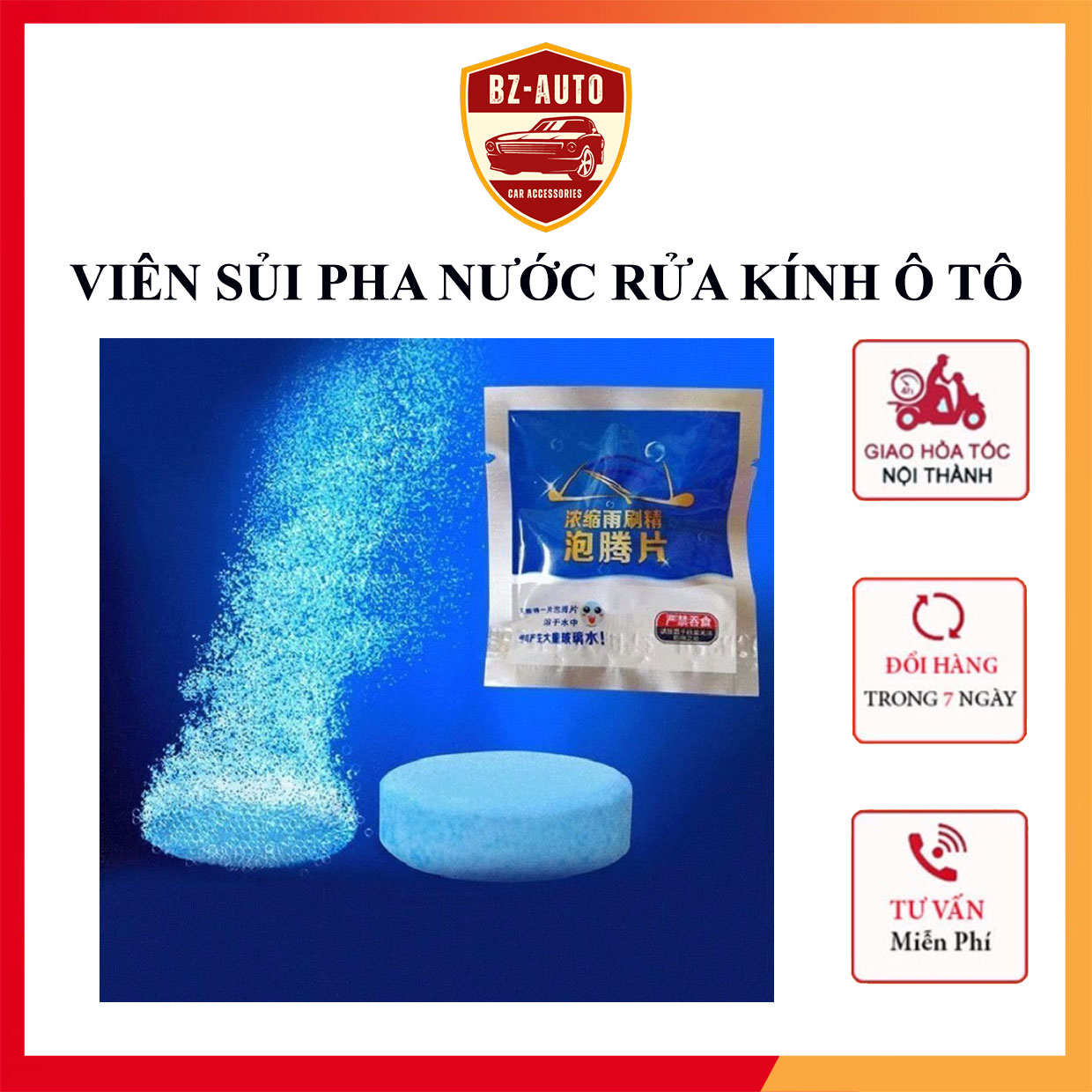Combo 20 viên sủi rửa kính ô tô siêu đậm đặc 1 viên pha 4l nước viên sủi rửa kính ô tô viên sủi nước rửa kiếng ô tô ... bz-auto