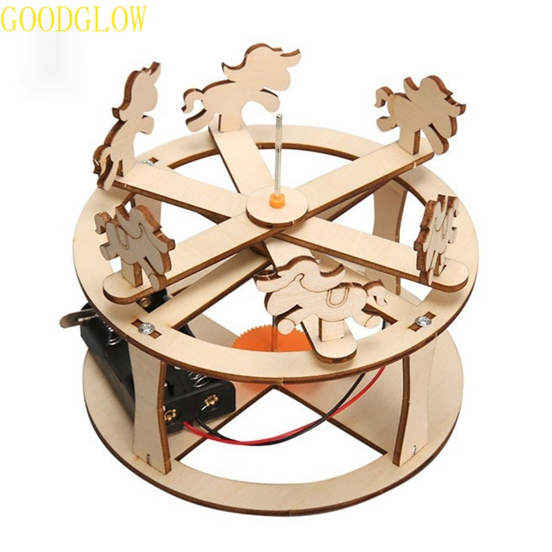 Năng khiếu giáo dục DIY Carousel điện Merry-GO-Round học sinh trẻ em khoa học thí nghiệm giáo dục đồ chơi câu đố Quà Tặng