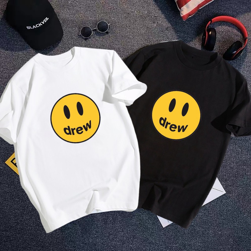 Áo thun unisex mặt cười Drew Full Size 2 màu đen, trắng